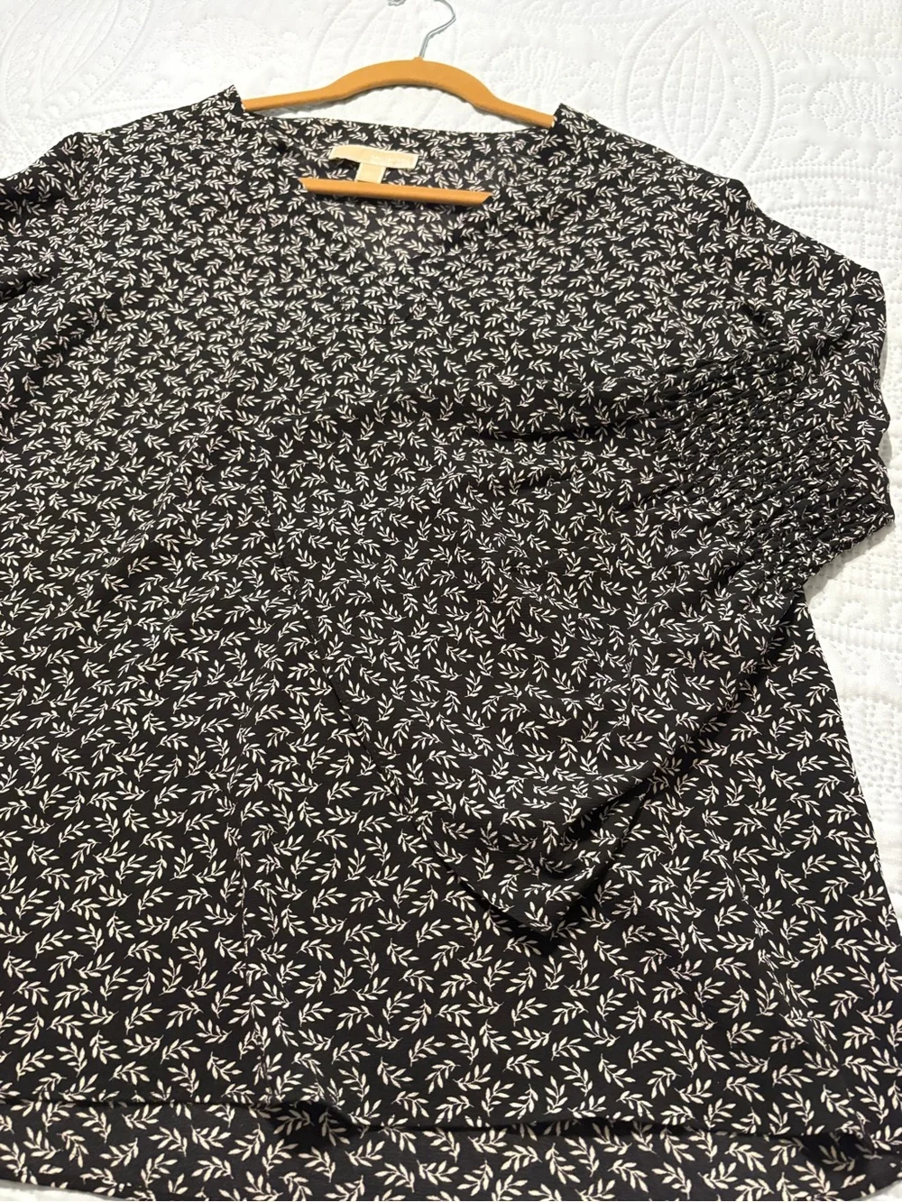 Women’s Michael Kors Black Floral Long-Bell Sleeve Blouse